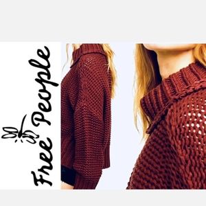 FREE PEOPLE My Only Sunshine Sweater, Size S, Maroon Color, NEW WITH TAGS